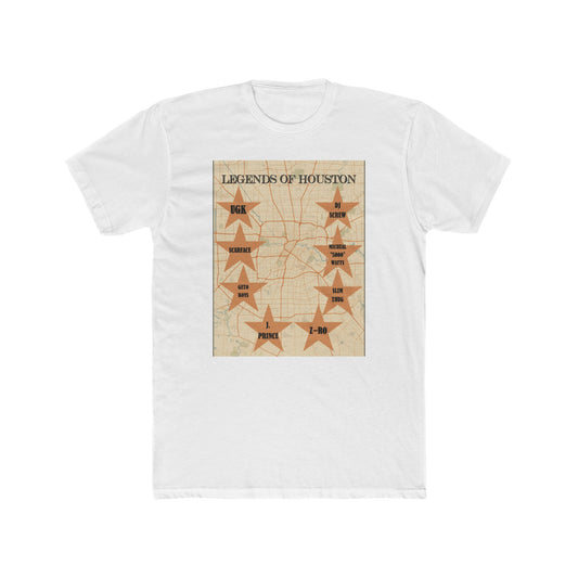 Legends of Houston Unisex Cotton Crew Tee, Houston Pride Shirt, Music Lover Gift, Vintage Map Tee, Urban Culture Apparel